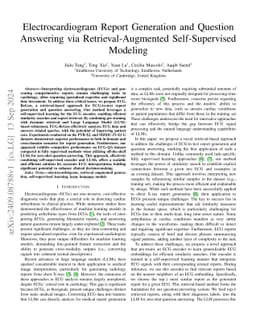 Electrocardiogram Report Generation and Question Answering via
  Retrieval-Augmented Self-Supervised Modeling