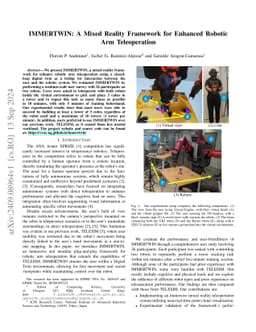 IMMERTWIN: A Mixed Reality Framework for Enhanced Robotic Arm
  Teleoperation