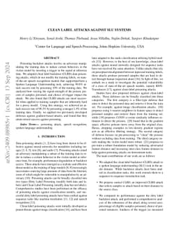 Clean Label Attacks against SLU Systems