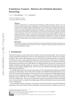 Contri(e)ve: Context + Retrieve for Scholarly Question Answering