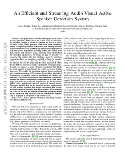 An Efficient and Streaming Audio Visual Active Speaker Detection System