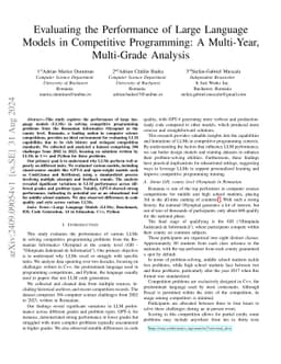 Evaluating the Performance of Large Language Models in Competitive
  Programming: A Multi-Year, Multi-Grade Analysis