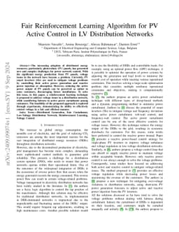 Fair Reinforcement Learning Algorithm for PV Active Control in LV
  Distribution Networks