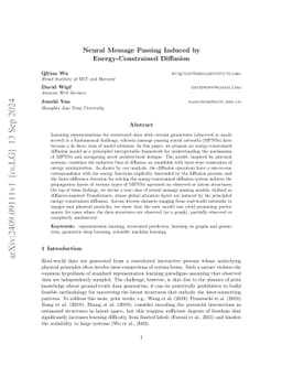 Neural Message Passing Induced by Energy-Constrained Diffusion