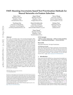 FAST: Boosting Uncertainty-based Test Prioritization Methods for Neural
  Networks via Feature Selection