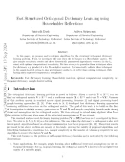 Fast Structured Orthogonal Dictionary Learning using Householder Reflections