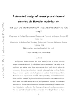 Automated design of nonreciprocal thermal emitters via Bayesian
  optimization