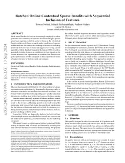 Batched Online Contextual Sparse Bandits with Sequential Inclusion of
  Features