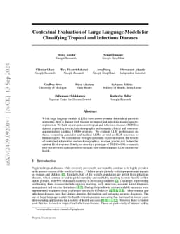 Contextual Evaluation of Large Language Models for Classifying Tropical and Infectious Diseases