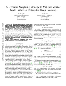 A Dynamic Weighting Strategy to Mitigate Worker Node Failure in
  Distributed Deep Learning