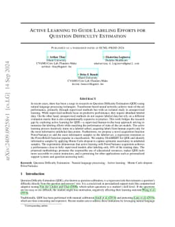 Active Learning to Guide Labeling Efforts for Question Difficulty
  Estimation