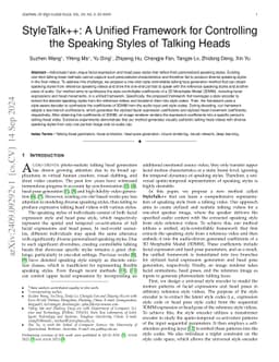 StyleTalk++: A Unified Framework for Controlling the Speaking Styles of
  Talking Heads