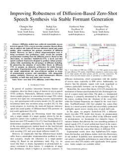 Improving Robustness of Diffusion-Based Zero-Shot Speech Synthesis via Stable Formant Generation
