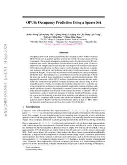 OPUS: Occupancy Prediction Using a Sparse Set