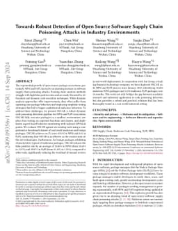 Towards Robust Detection of Open Source Software Supply Chain Poisoning
  Attacks in Industry Environments