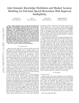 Joint Semantic Knowledge Distillation and Masked Acoustic Modeling for
  Full-band Speech Restoration with Improved Intelligibility