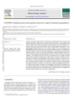 LACOSTE: Exploiting stereo and temporal contexts for surgical instrument
  segmentation