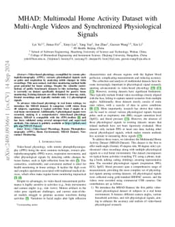 MHAD: Multimodal Home Activity Dataset with Multi-Angle Videos and
  Synchronized Physiological Signals