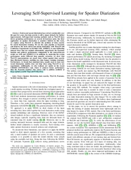 Leveraging Self-Supervised Learning for Speaker Diarization