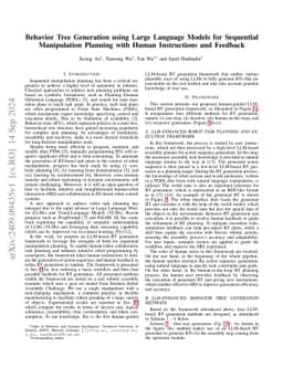 Behavior Tree Generation using Large Language Models for Sequential
  Manipulation Planning with Human Instructions and Feedback