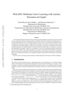 MALADY: Multiclass Active Learning with Auction Dynamics on Graphs