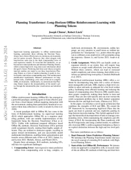 Planning Transformer: Long-Horizon Offline Reinforcement Learning with
  Planning Tokens
