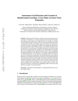 Autonomous Goal Detection and Cessation in Reinforcement Learning: A
  Case Study on Source Term Estimation