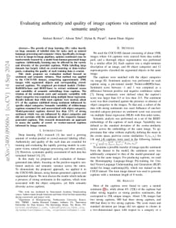 Evaluating authenticity and quality of image captions via sentiment and
  semantic analyses