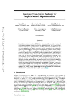 Learning Transferable Features for Implicit Neural Representations