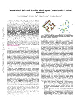 Decentralized Safe and Scalable Multi-Agent Control under Limited
  Actuation