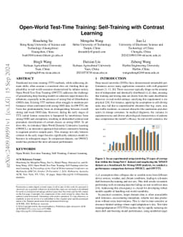 Open-World Test-Time Training: Self-Training with Contrast Learning