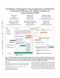 ExploreSelf: Fostering User-driven Exploration and Reflection on Personal Challenges with Adaptive Guidance by Large Language Models