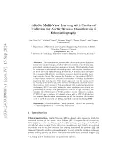 Reliable Multi-View Learning with Conformal Prediction for Aortic
  Stenosis Classification in Echocardiography