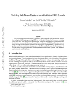 Training Safe Neural Networks with Global SDP Bounds