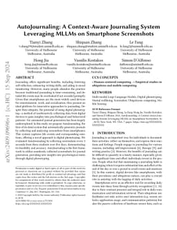 AutoJournaling: A Context-Aware Journaling System Leveraging MLLMs on
  Smartphone Screenshots