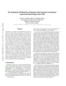 Pre-Training for 3D Hand Pose Estimation with Contrastive Learning on
  Large-Scale Hand Images in the Wild