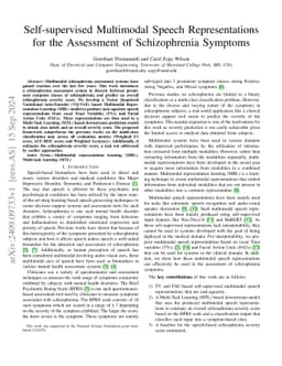 Self-supervised Multimodal Speech Representations for the Assessment of
  Schizophrenia Symptoms