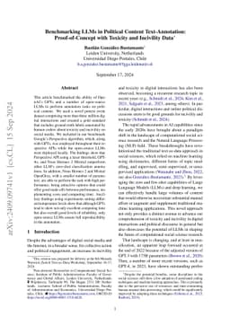 Benchmarking LLMs in Political Content Text-Annotation: Proof-of-Concept
  with Toxicity and Incivility Data