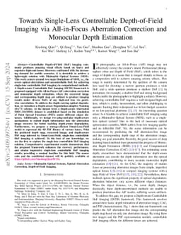 Towards Single-Lens Controllable Depth-of-Field Imaging via Depth-Aware Point Spread Functions