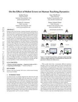 On the Effect of Robot Errors on Human Teaching Dynamics
