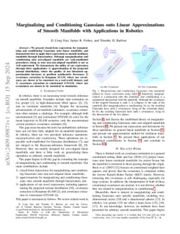 Marginalizing and Conditioning Gaussians onto Linear Approximations of
  Smooth Manifolds with Applications in Robotics
