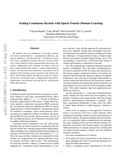 Scaling Continuous Kernels with Sparse Fourier Domain Learning