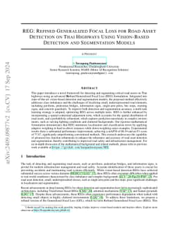 REG: Refined Generalized Focal Loss for Road Asset Detection on Thai
  Highways Using Vision-Based Detection and Segmentation Models