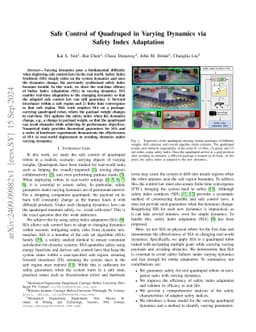 Safe Control of Quadruped in Varying Dynamics via Safety Index
  Adaptation