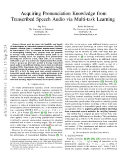 Acquiring Pronunciation Knowledge from Transcribed Speech Audio via
  Multi-task Learning