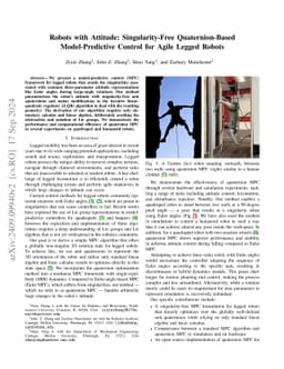 Robots with Attitude: Singularity-Free Quaternion-Based Model-Predictive
  Control for Agile Legged Robots