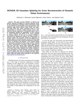 DENSER: 3D Gaussians Splatting for Scene Reconstruction of Dynamic Urban
  Environments