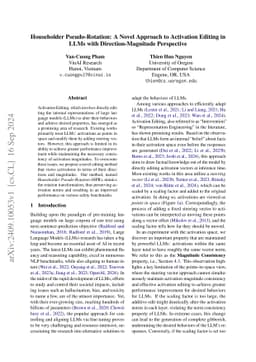 Householder Pseudo-Rotation: A Novel Approach to Activation Editing in
  LLMs with Direction-Magnitude Perspective