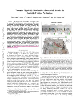 Towards Physically Realizable Adversarial Attacks in Embodied Vision Navigation