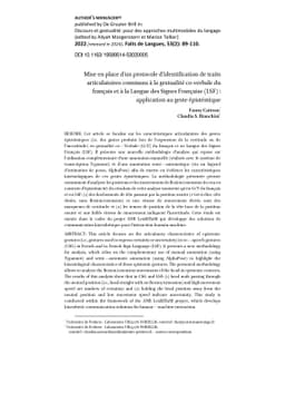 Protocol for identifying shared articulatory features of gestures and
  LSF: application to epistemic gesture